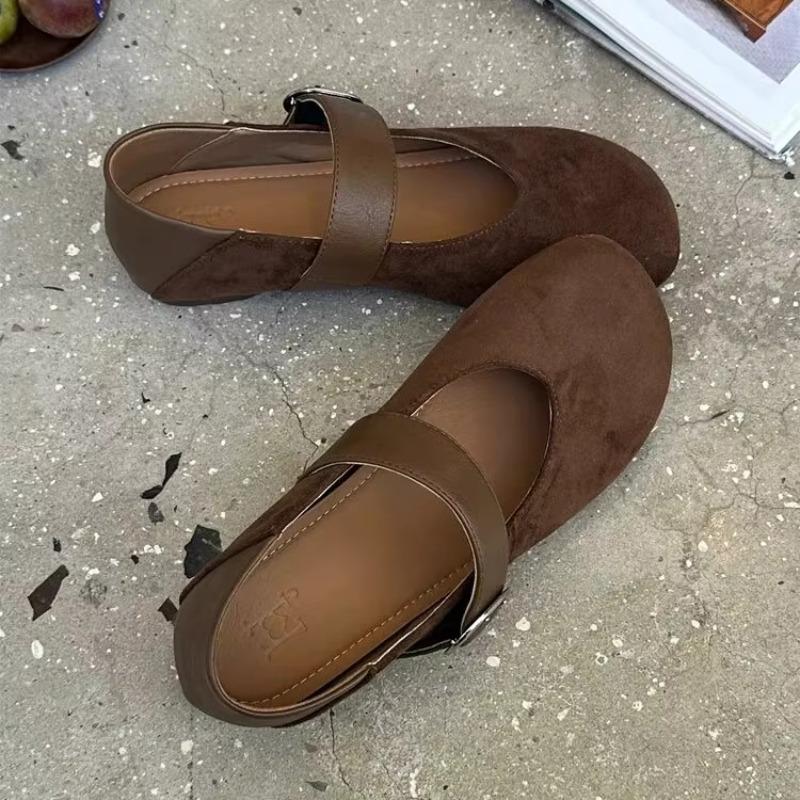 Retro versatile one-word with shallow mouth Mary Jane women's shoes, new one-pedal flat-soled comfortable ballet shoes