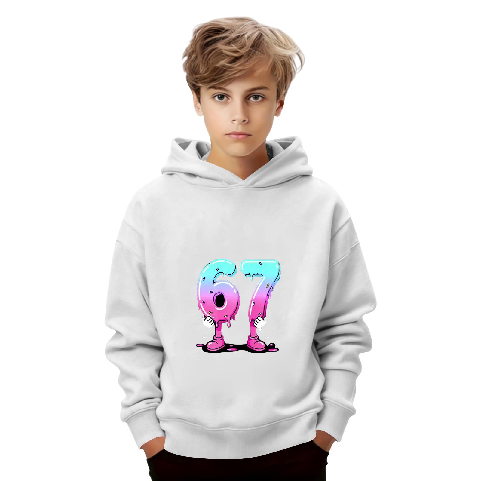 

Дитячий пуловер вільного крою з довгим рукавом, з капюшоном на шнурку та принтом літер 160 білий