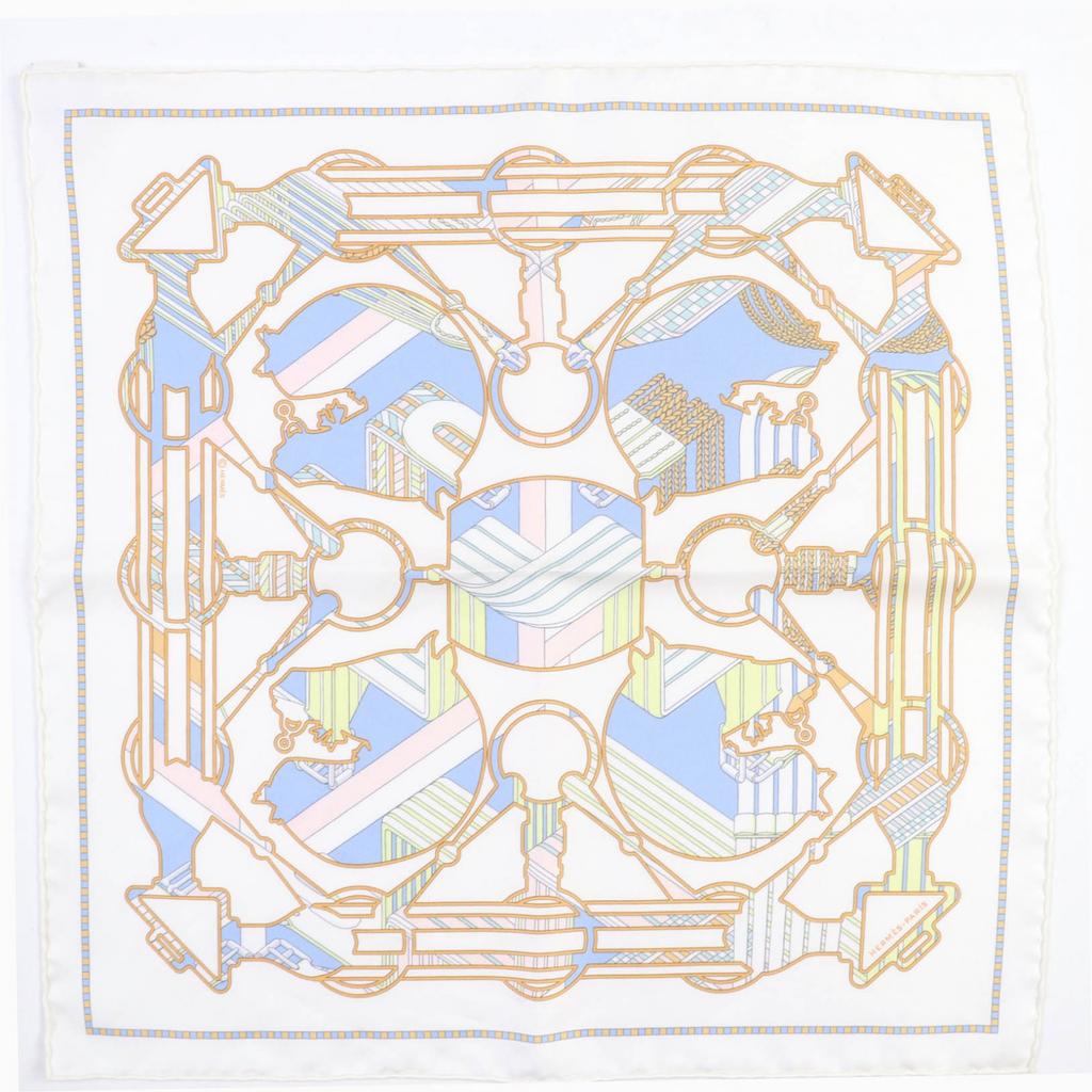 Pristine HERMES scarf Gavroche Tattersall Zigzag silk Women Used