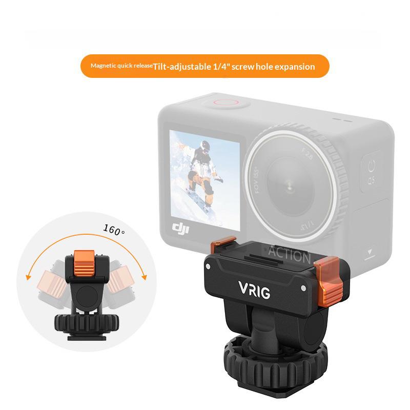 VRIG Magnetic Mount Base for DJI Osmo Action 5 Pro/4/3 160 Degree Tilt Angle Quick Release Cold Shoe Camera Accessory