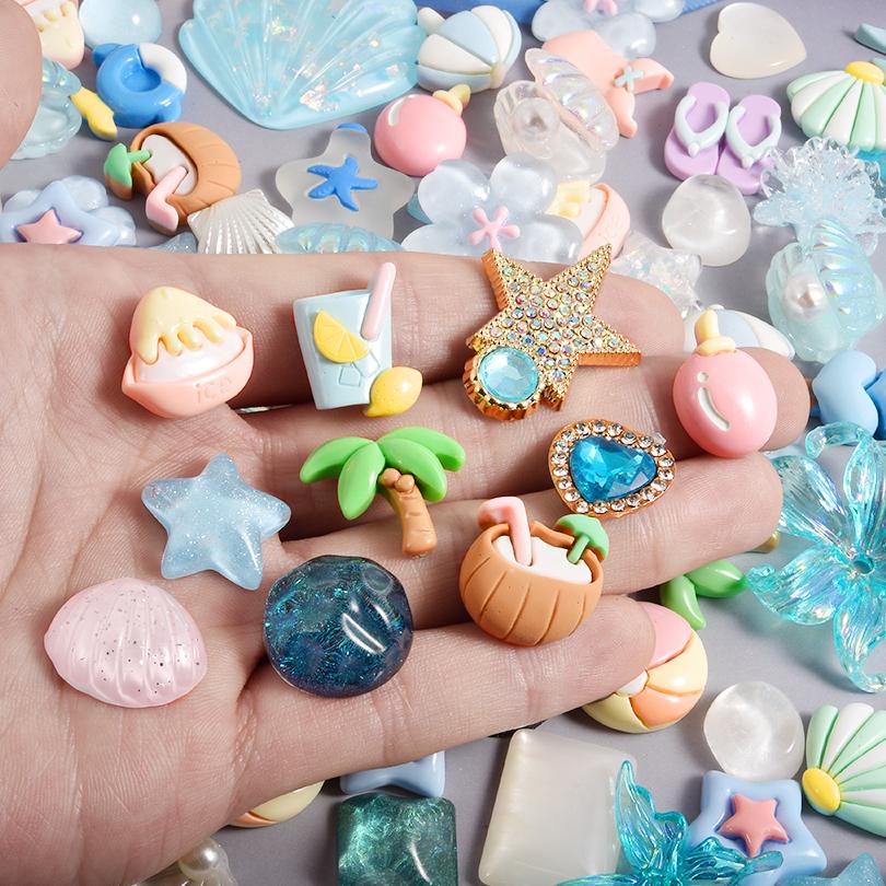 10/20/30/50pcs Random Mix Ocean Charms For Junk Cases Starfish Shell Fish Pendant Jewelry Making Charm Bulk DIY Phone Case Shoes