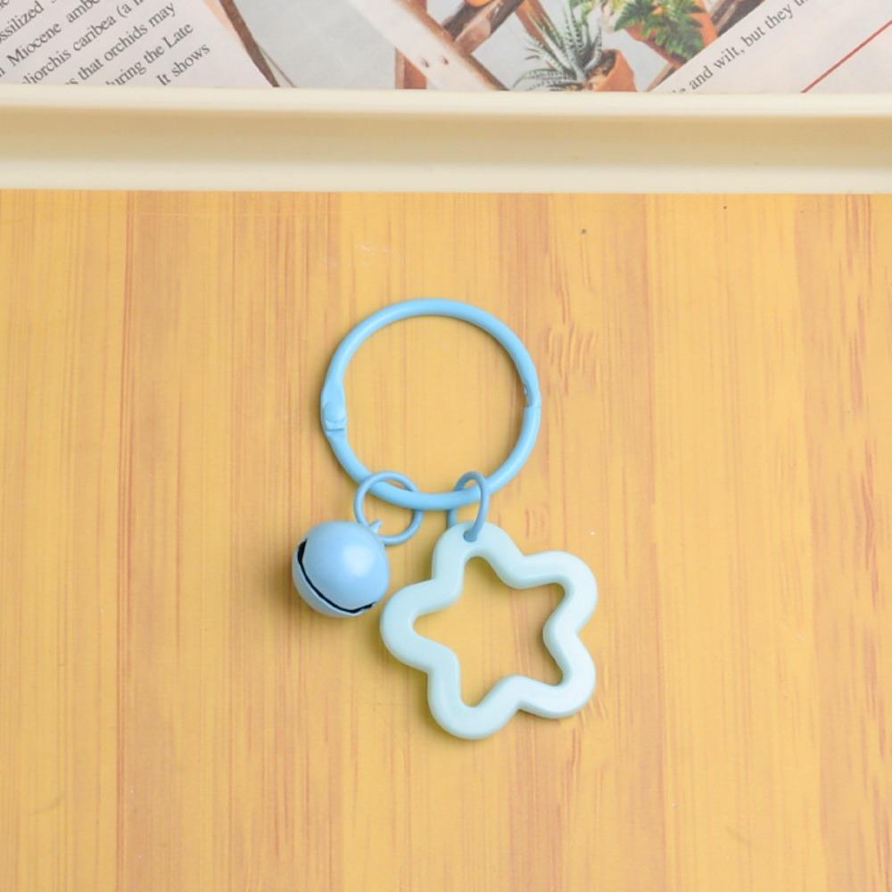 Colorful Resin Five-pointed Star Bell Pendant Open Ring Buckle Elegant Macarone Bag Keyring  Girls