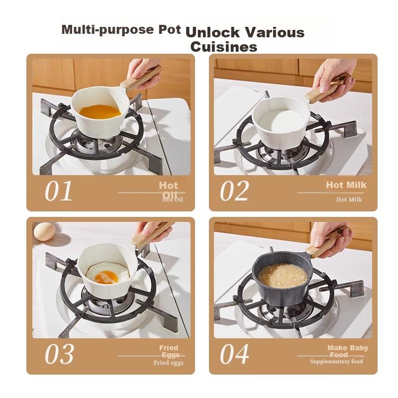 CaROTE Maifanshi Oil-Splattering Mini Frying Pan for Home Use, Hot Oil Pouring, Searing, Mini Skillet for Frying Eggs, 300ml Light Color