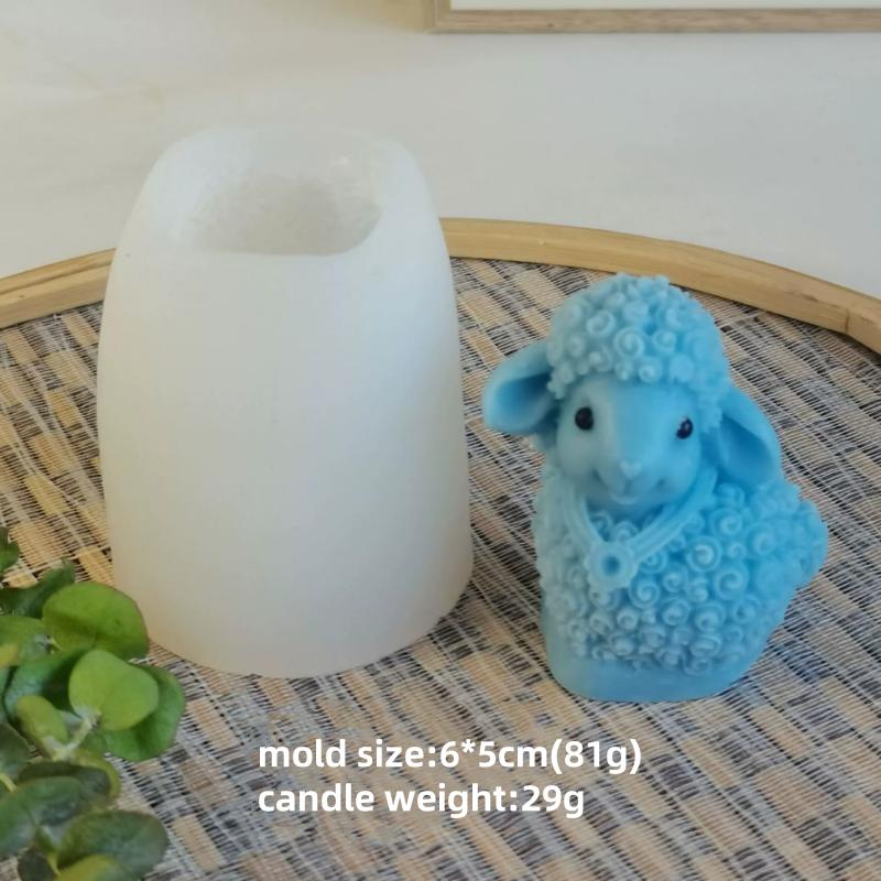 DIY Cartoon Sheep Silicone Candle Molds 3D Animal Candle Gypsum Resin Soap Mold Chocolate Candy Baking Tool Home Crafts Gift