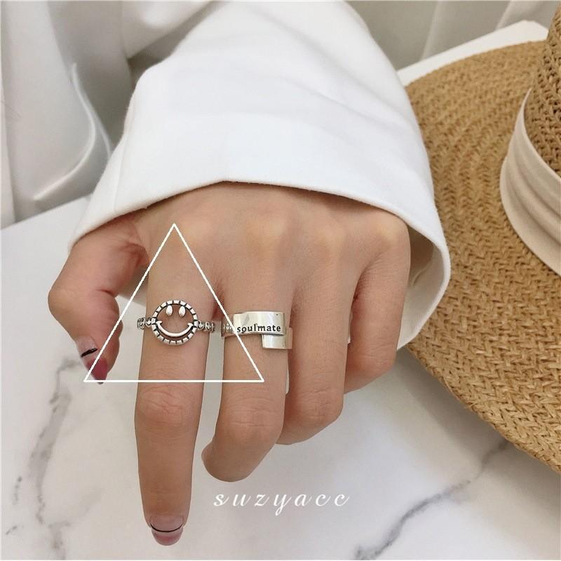 Ins Korean Unique Inspired S925 Silver Geometric Ring For Women With Charm Minimalist