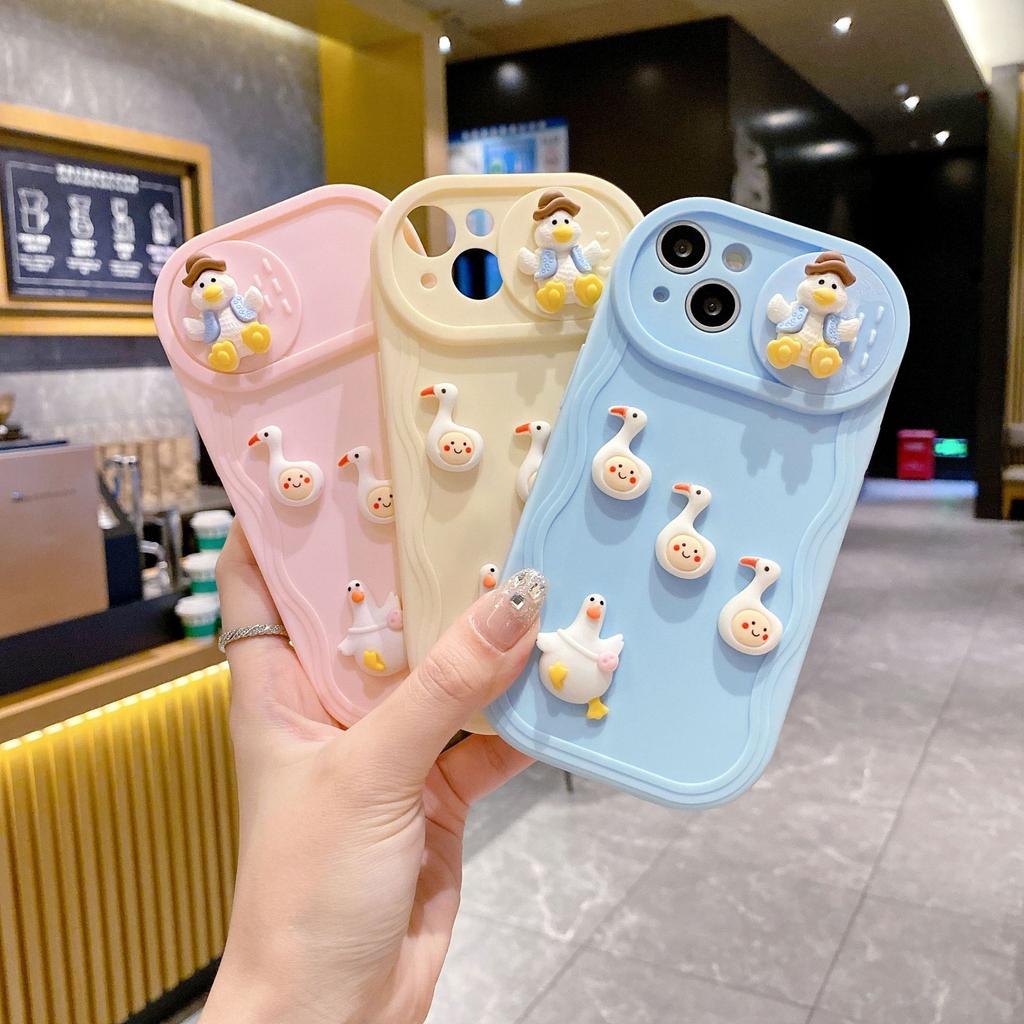 Wavy Push Window Suitable for Apple 16PRO Three-dimensional Duck Ball Mobile Phone Case IPhone 12/X Cute Tpu Protective Case