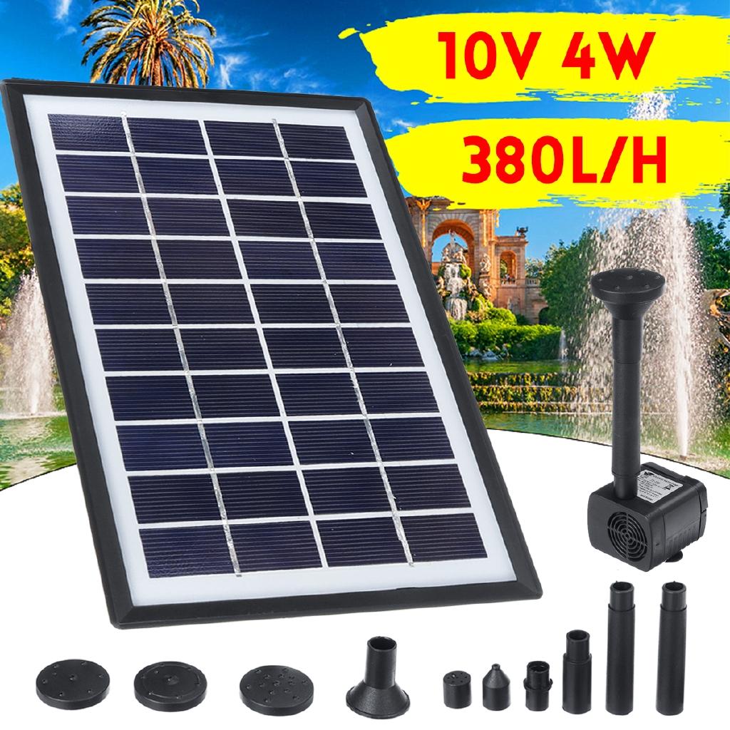 4W 380L/H Water Pump 10V Solar Power Floating Fountain Submersible Waterfall Water Fountain Solar Panel Set for Garden