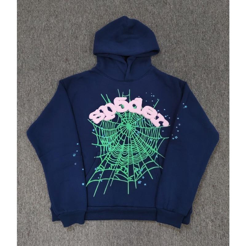 Heavy fleece foam print spider web hoodie sports casual sweater sweatpants set