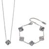 Four-leaf Clover Three-piece Set Bracelet Necklace and Earrings Colorfast Luxurious and Fashionable