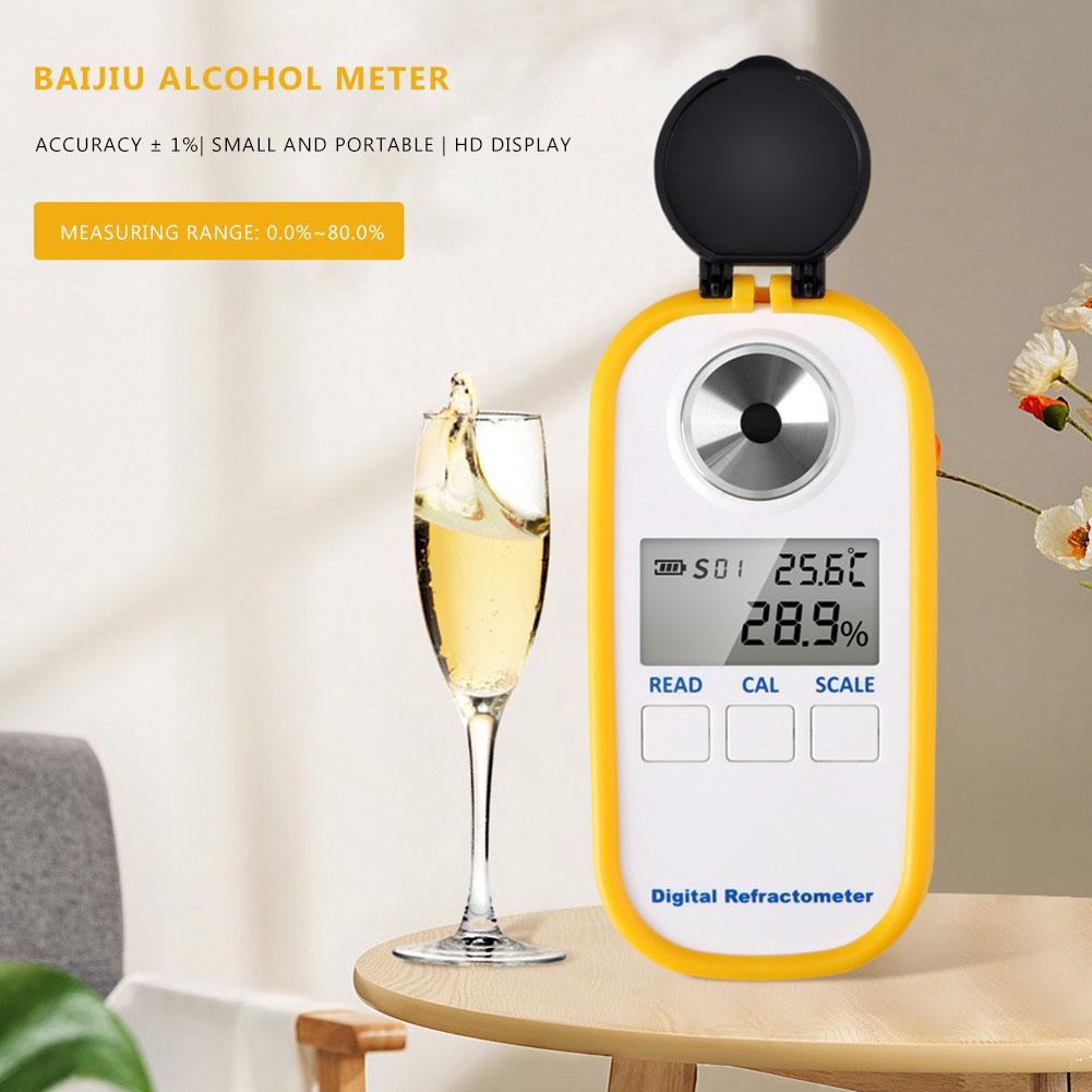 Digital Brix Refractometer LCD Display Alcohol Refractive Index Tester High Accuracy for Spirit Alcohol Volume Percent