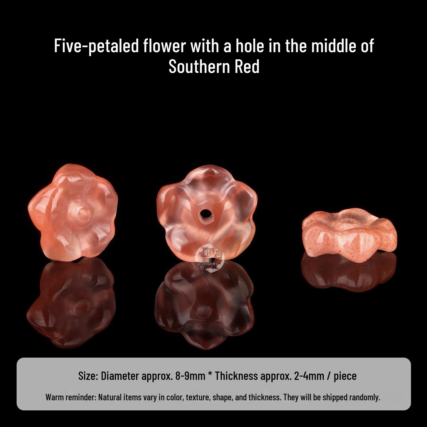 Natural Nanhong Agate Five-Petal Flower Spacer Beads Bracelet