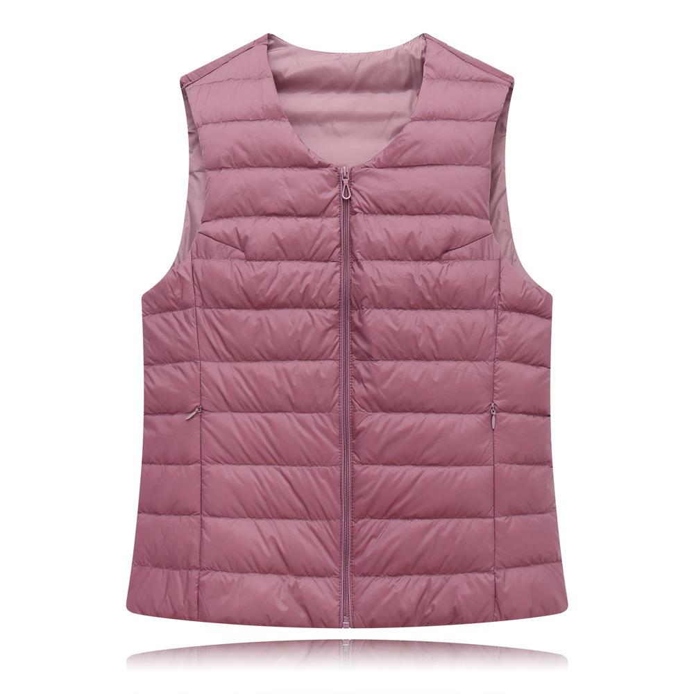 

Autumn and Winter To Keep Warm, with Down Vest Inside, Female Plus Size Collarless Short Lightweight Vest Coat Without Running Down. 5XL