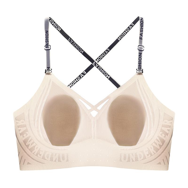 

Traceless thin large-breasted small underwear female rabbit ear cup cross beautiful back no steel ring bra S