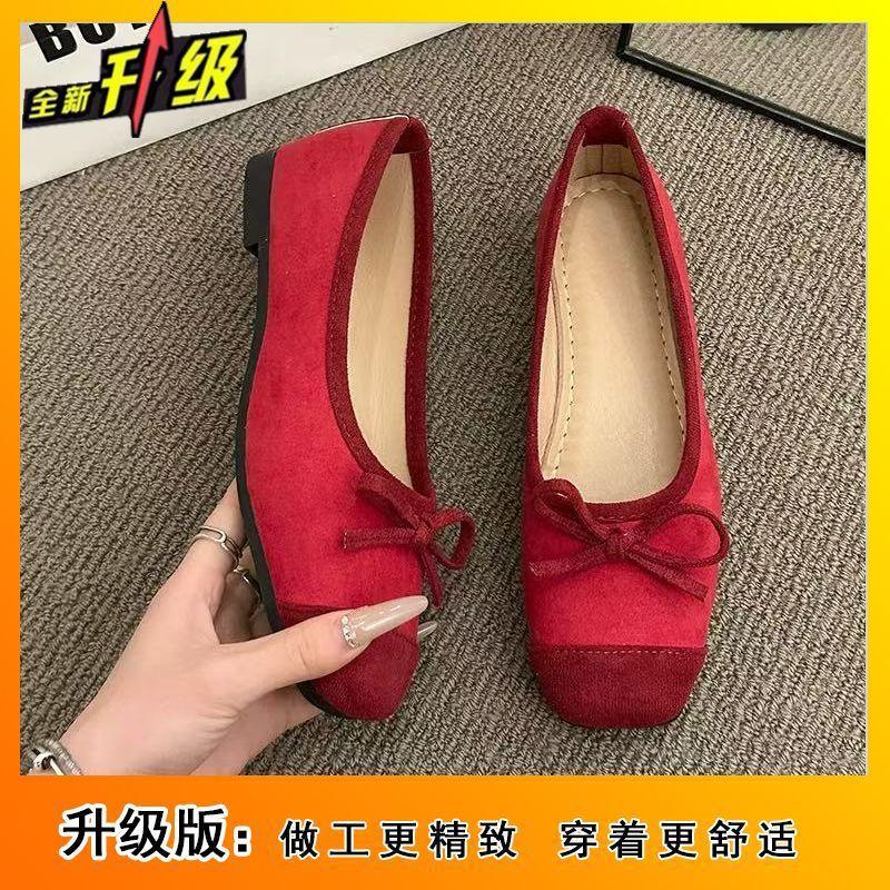 Flat-bottomed bow niche ballet shoes 2025 spring and summer new fashion casual versatile outer wear shallow mouth women's single shoes
