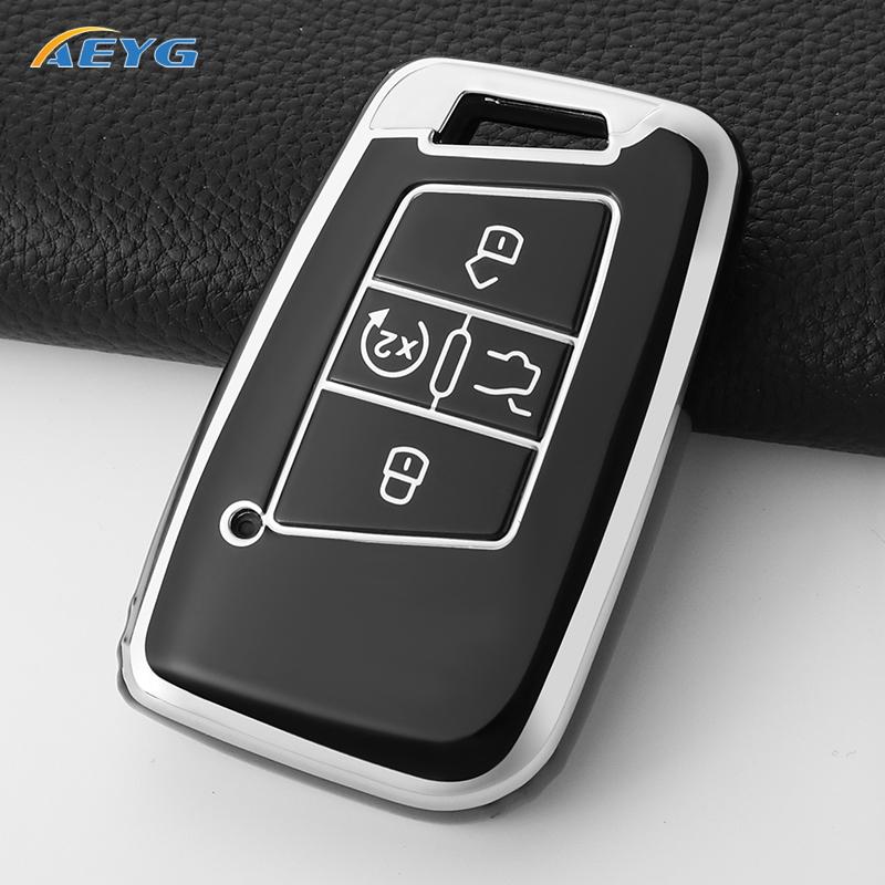 Car Key Case Cover Shell Fob For Vw Volkswagen Magotan Passat B8 Golf Seat Skoda Superb A7 Kodiaq Key Chain Accessories