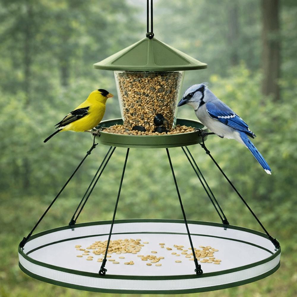 Mangeoire à oiseaux suspendue pliable Collecteur de nourriture pour oiseaux anti-renversement Alimentation des oiseaux en extérieur