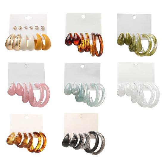 1 Set Hoop Earrings C Shape Simple Acrylic Geometry Dangle Earrings
