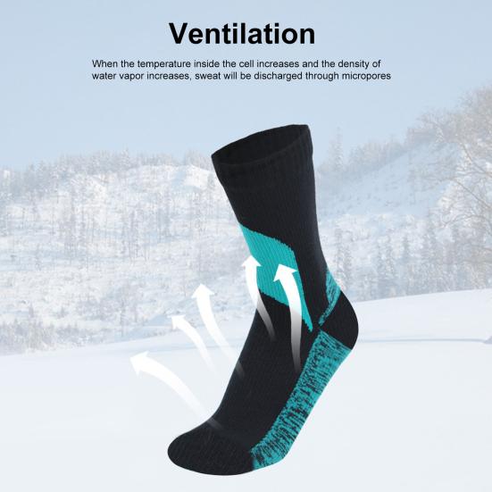 1 Pair Waterproof Socks Elastic Breathable Mid-Tube Soft Socks Foot Protection Windproof Winter Hiking Wading Riding Skiing Socks for Outdoor Sports