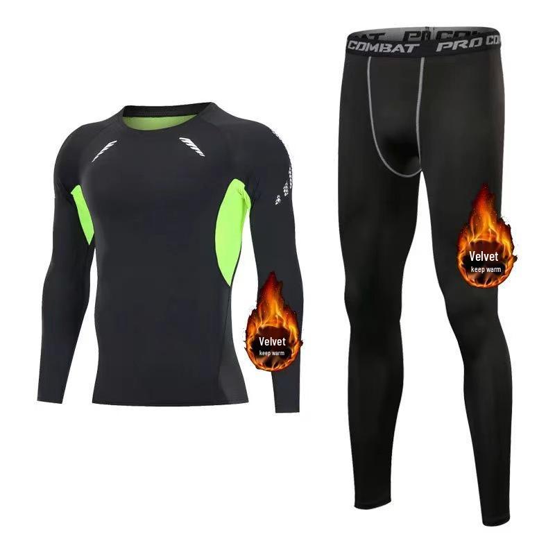Men's Long-Sleeve Winter Fitness Suit with Quick-Dry Running Tights