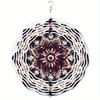 10 Zoll Mandala Windspiel Metallkunst Dekor mit 360 Haken Lebendige Blumenmuster für Garten Balkon Terrasse Outdoor Hängeornament