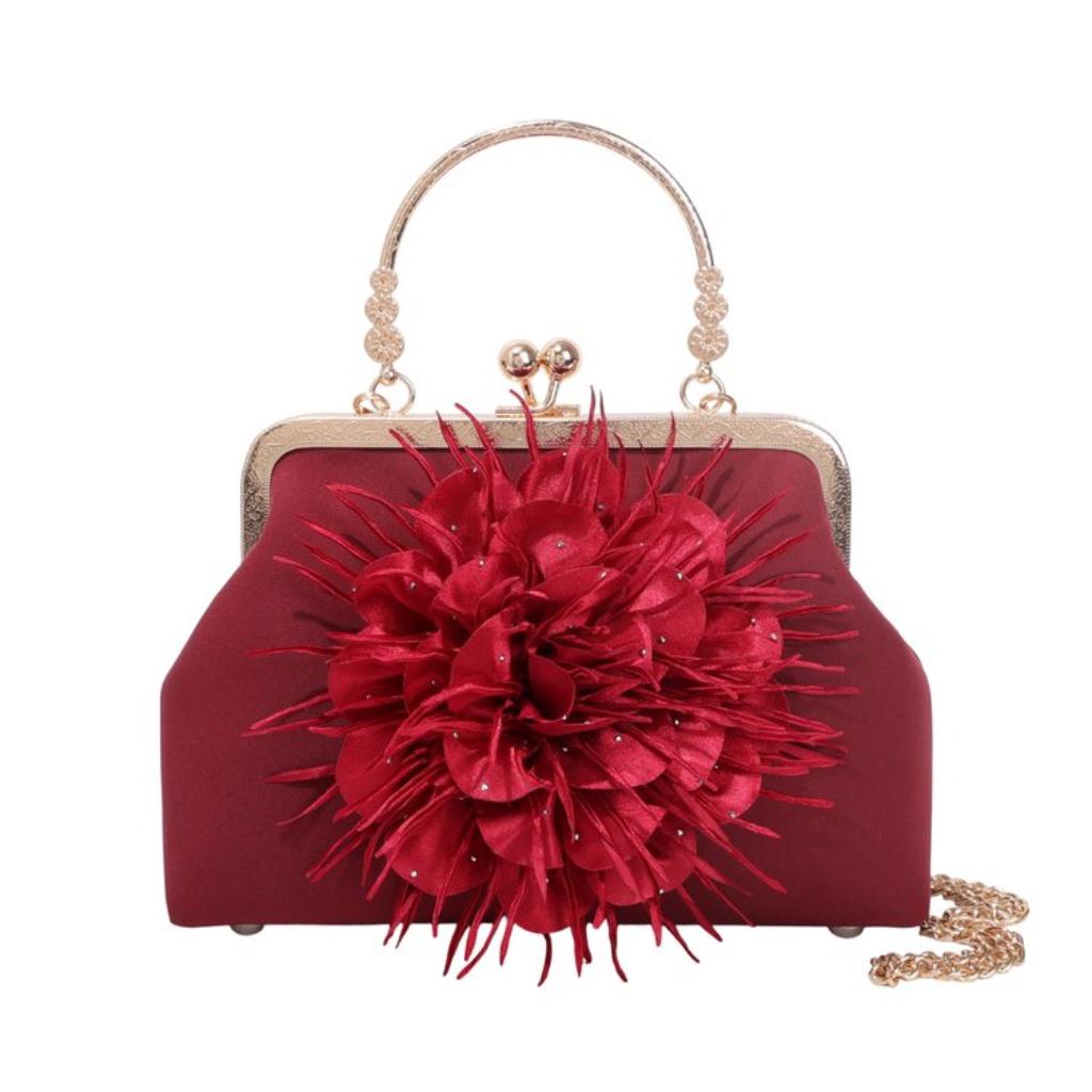 Handbag Women Cloth Flower Chain Strap Evening Wedding