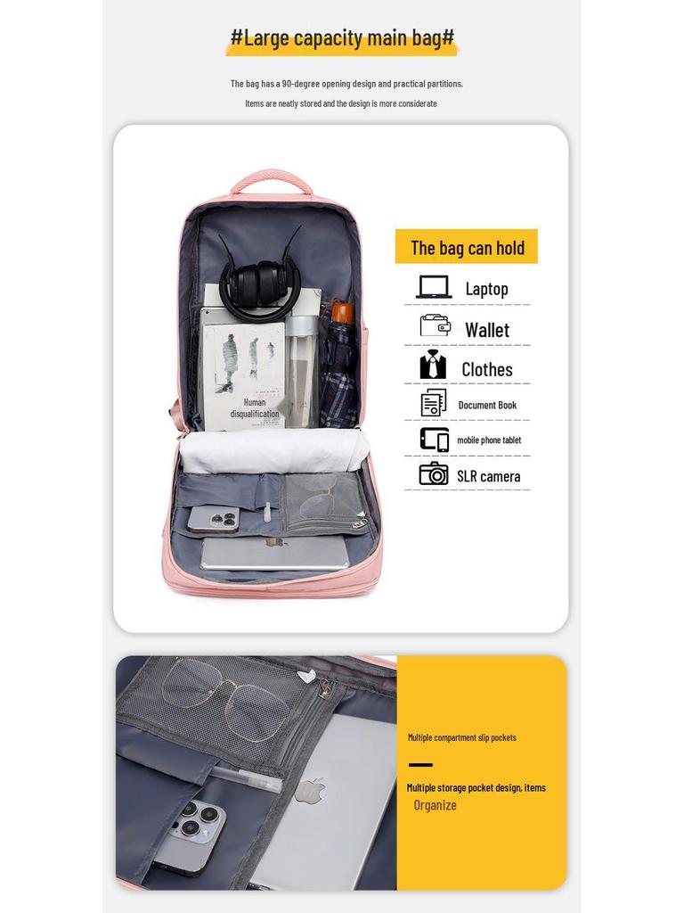 Women's Lightweight Large-Capacity Business Backpack with Shoe Compartment for Travel, Hiking, and Laptop