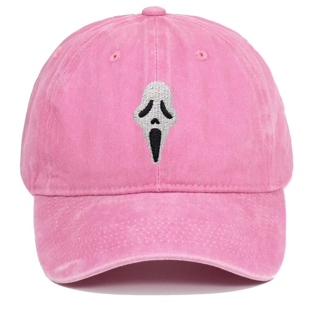 Halloween Skull Embroidered Distressed Baseball Cap for Men and Women