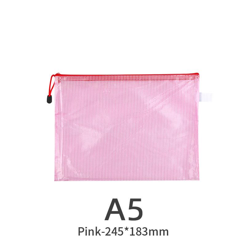 A3 A4 A5 A6 Portable Zipper File Bag Transparent Single-layer Mesh Student Test Paper Data Storage Bag Office Files Stationery