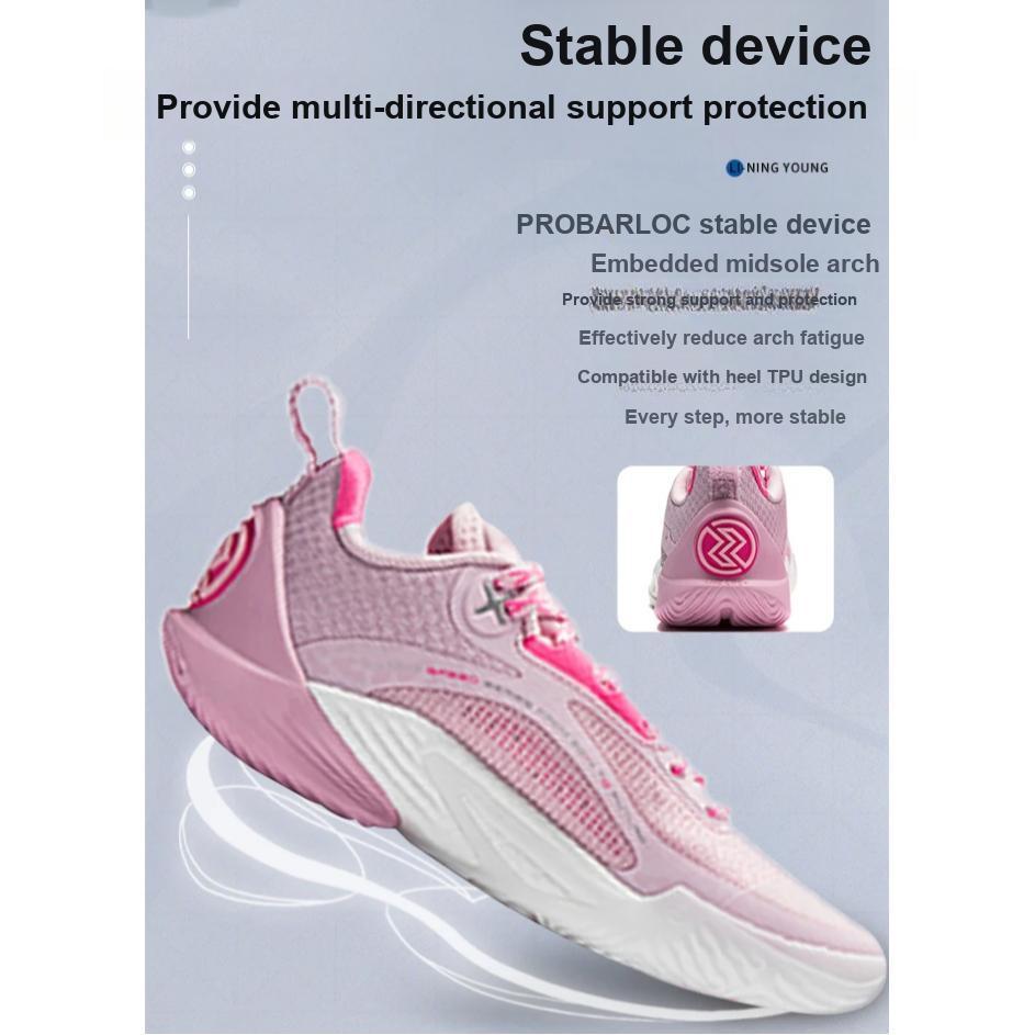 Li Ning Kids Flash 10 Basketball Shoes Kids Sneaker Light-Cherry-Blossom YKBT115-3