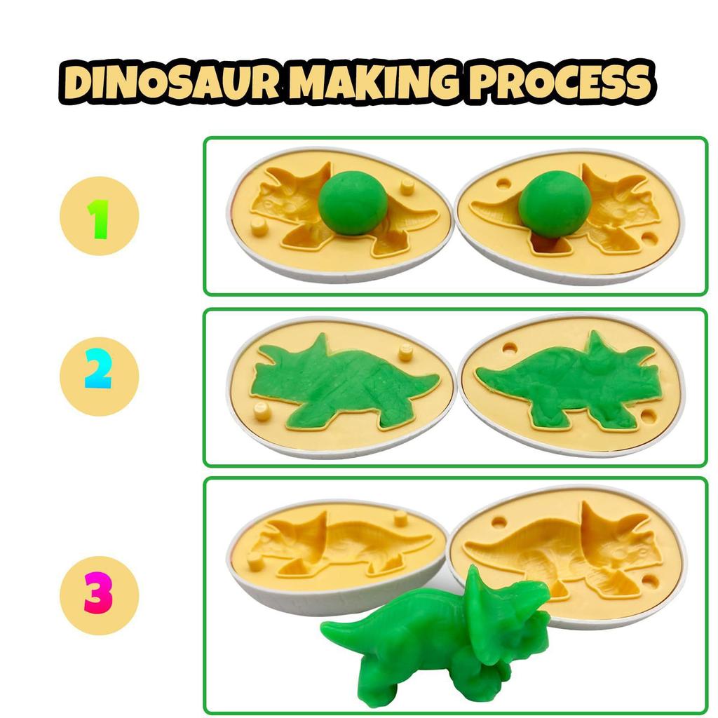 Playdough Dinosaurier Eier Sets für Kinder im Alter von 3–6 Jahren, Dinosaurier Playdough Formen, Playdough Zubehör Dinosaurier Spielzeug