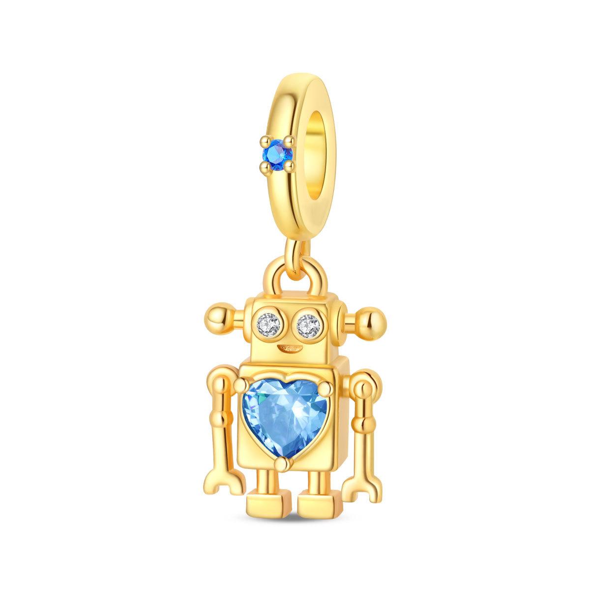 Детектор золота ИИ Маленький Робот Шарм Шарм Шарм Бусины Ювелирные изделия С Браслетом Медь