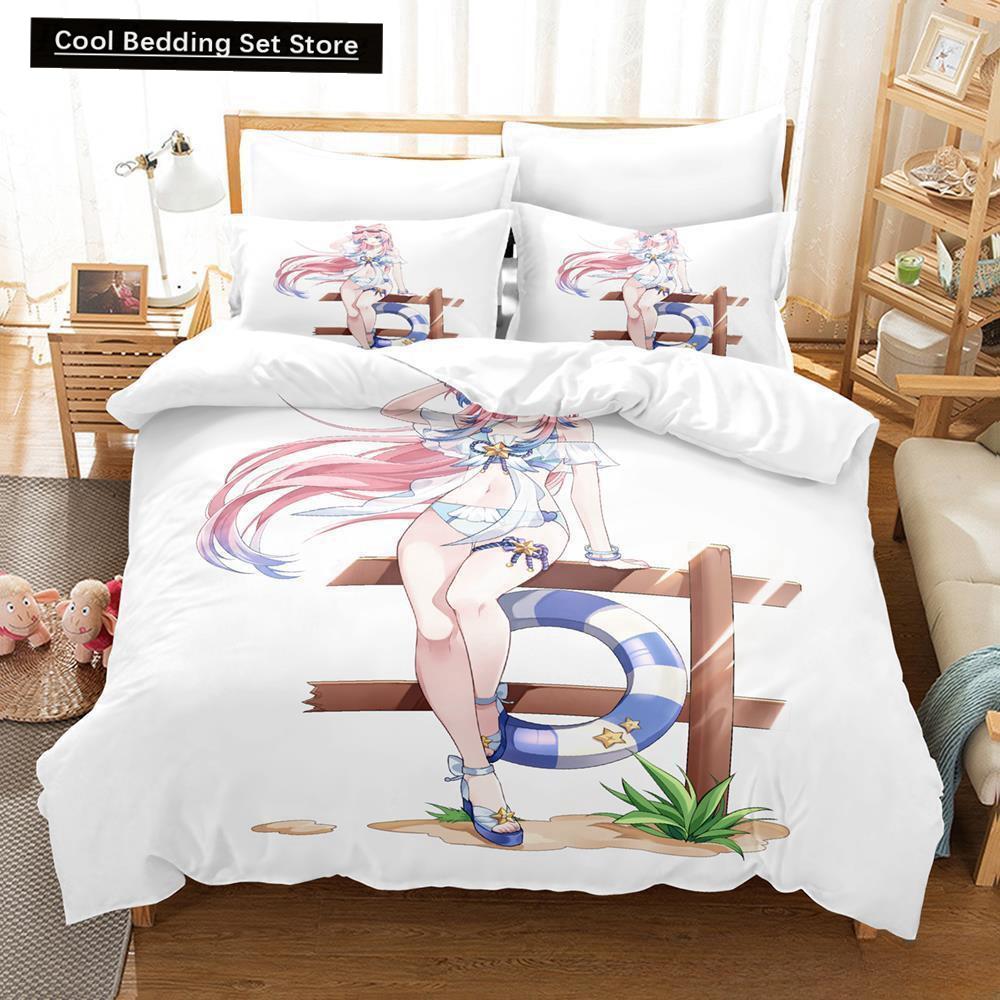 Genshin Impact Sangonomiya Kokomi Bedding Set Cartoon Anime Three-piece Set Adult Kid Bedroom Duvet Cover Sets 3D Kawaii Girls
