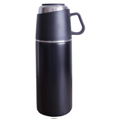 Global Arrow ROCCO and Cup Stainless Steel Bottle with Insulates for Hot and Cold X 350ml One-Push Bottle, 350ml, M/BK, Cup, Tea, 6.7 H19.5cm,