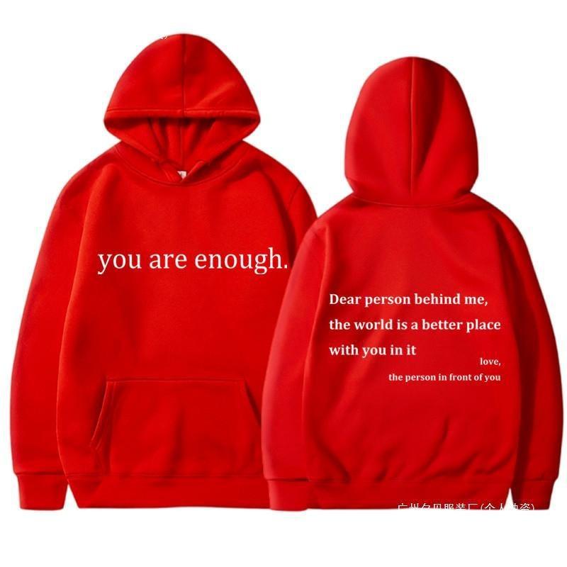 Neuer YOU ARE ENOUGH Print Hoodie Herbst Freizeit Sportbekleidung Plus Print Hoodies Herren Fleece Sweatshirt Hip Hop Freizeit Hoodie Vintage