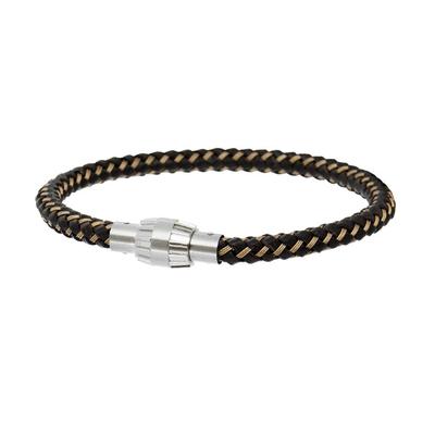 [R5107] - Lederarmband 'Giorgio' braun silberfarben - 220x6 mm