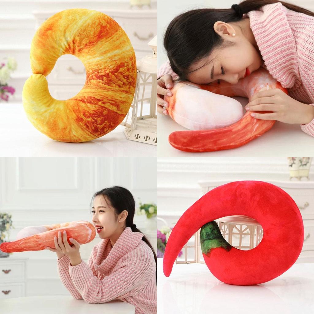 Tcmy Fashion Peeled Prawns Plush U Neck Pillow For Travel And Nap Shrimp Cushion Jelly Toy