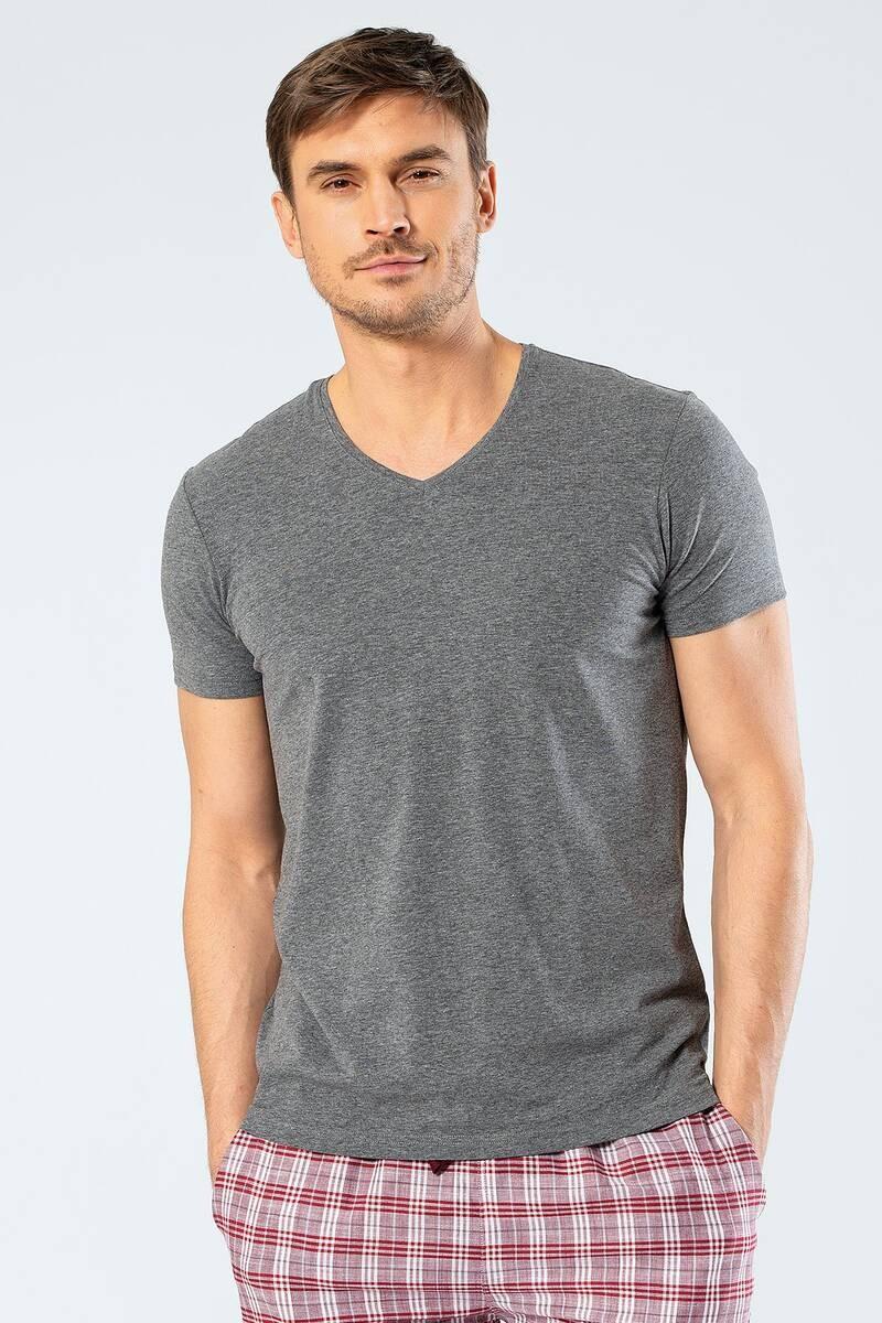 

Cacharel Men s V-neck Lycra T-shirt Gray