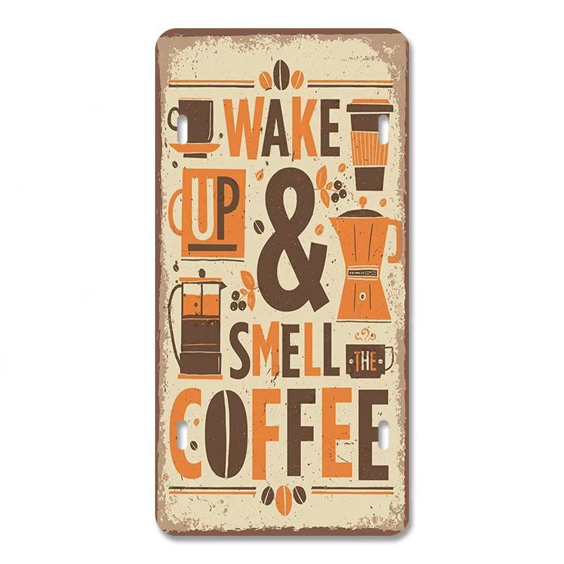 Coffee Licenses Vintage Metal Tin Signs Retro Plate Coffee Time Posters Plaques for Cafe Kitchen Living Room Home Wall Art Decor