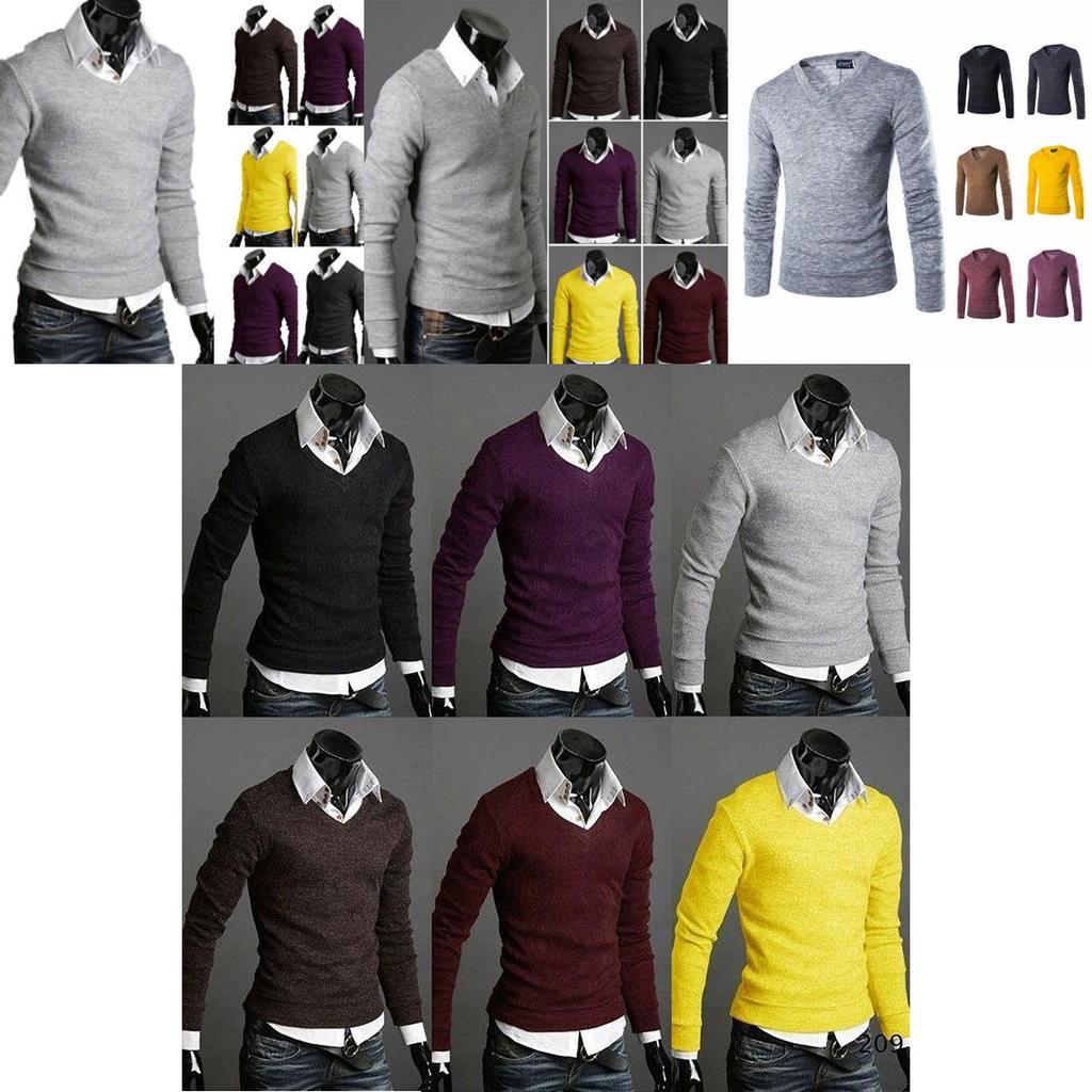 Stylish Men's Long Sleeve V-neck Knitted Cardigan Pullover Warmer Jumper Sweater Shirt Top For Casual Wear