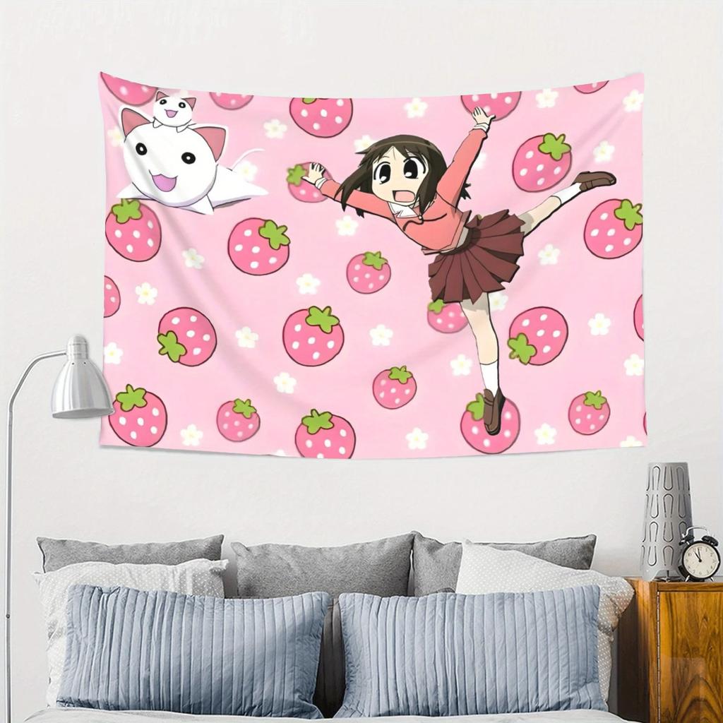Daioh Ayumu Kasuga Tapestry Cute Anime Strawberry Print Wall Hanging For Teen Bedroom Dorm Room Decor Multiple Sizes