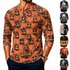 Men's Long Sleeve Shirt with Halloween Print for Casual Wear