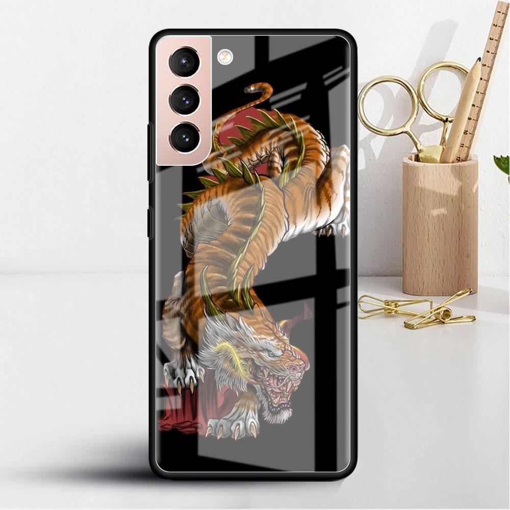 Husă de Sticlă cu Animal Tigru Pentru Samsung Galaxy S22 S20 FE S21 Plus Husă Telefon S10 5G S9 Note 20 Ultra 10 Lite Carcasă