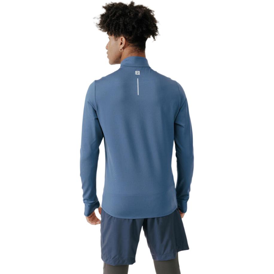 DECATHLON Solid Color Quick-Dry Half-High Neck Long Sleeve T-Shirt Men's Ink Cyan