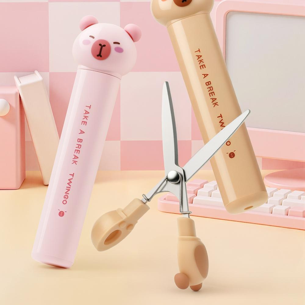 Capybara Schere Cartoon Faltbares Design Tragbare Größe Cutter für Papier Tagebuch Kreative Schreibwaren Büro Schule Mädchen Geschenk