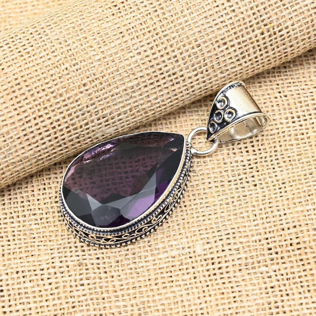 Amethyst Gemstone Handmade 925 Sterling Silver Jewelry Pendant For Wedding Gift