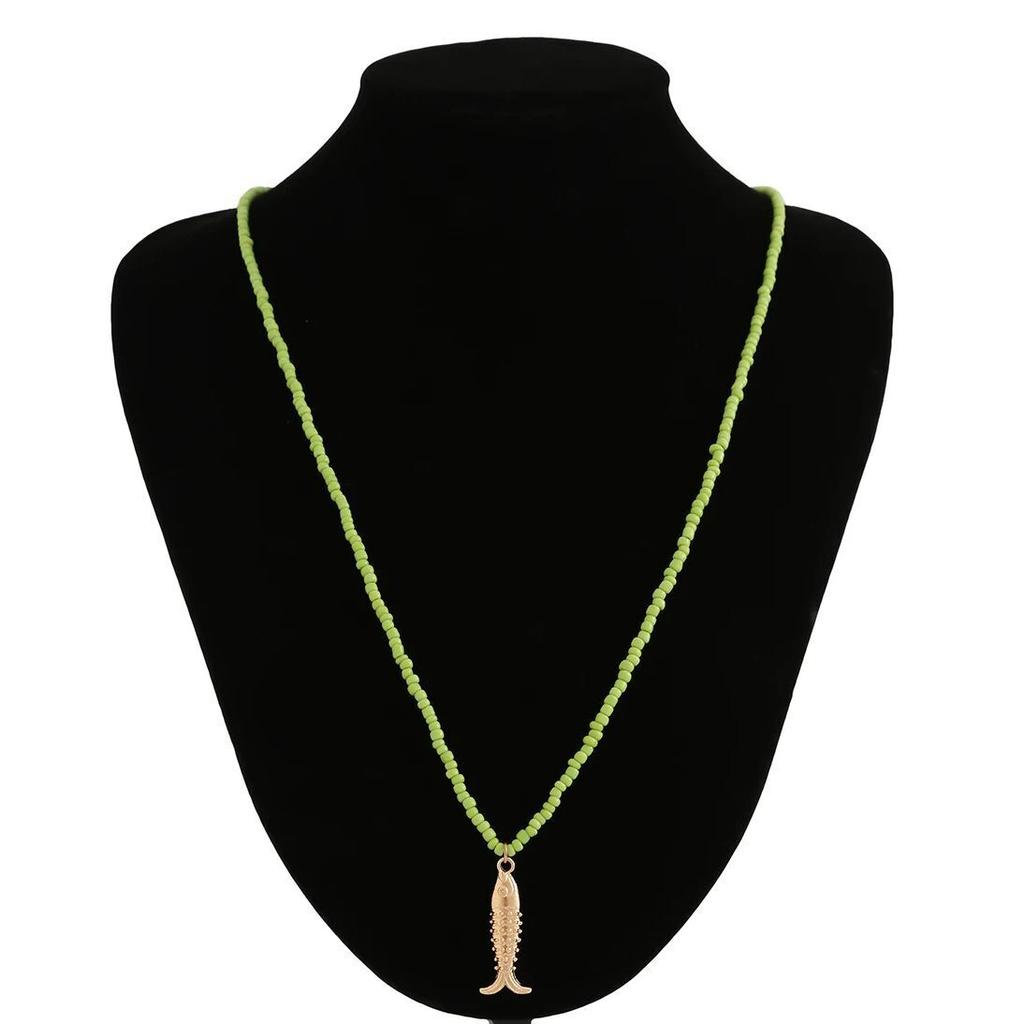 PuRui Bohemia Minimalist Metal Fish Pendant Chain Necklace for Women Fashion Ethnic Adjustable Long Chain Daily Zircon Gift New