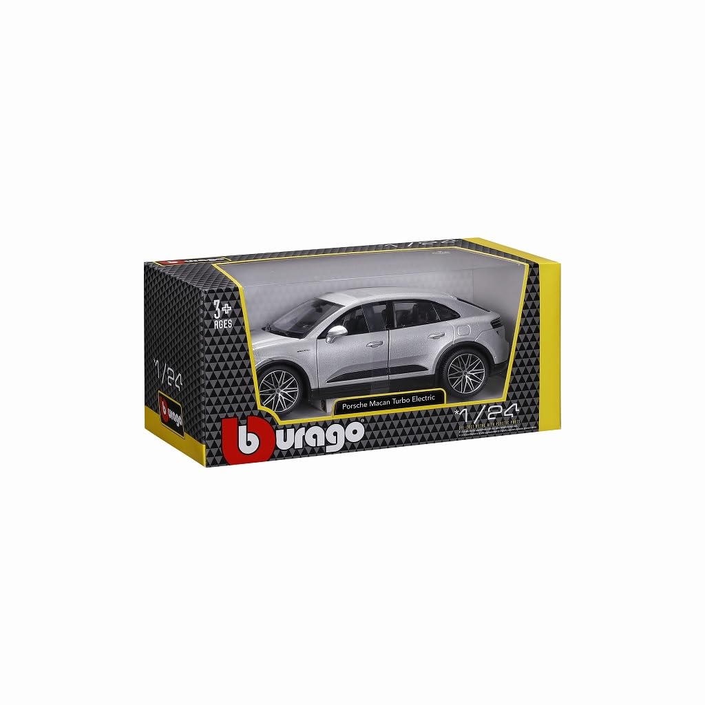 Kyosho BURAGO 1/24 Porsche Macan 4 Electric 2024 Silver Finished Model BUR21114S