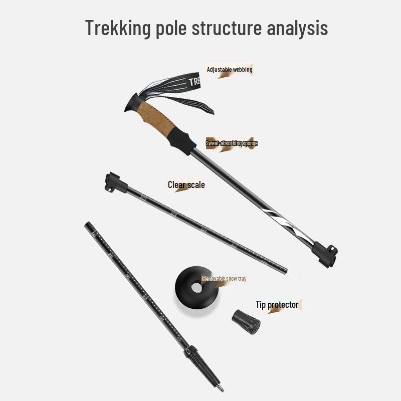 Ultra-Light 7075 Aluminum Trekking Poles: Foldable, Anti-Slip, and Perfect for Hiking