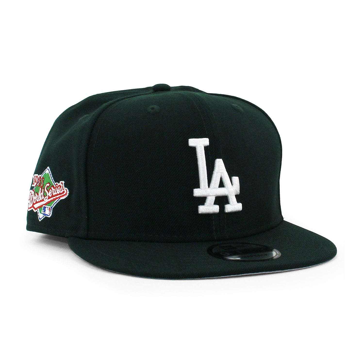 

New Era 9FIFTY Snapback модний Los Angeles Dodgers MLB Світова серія 1988 Сірий UV Snapback 950 Зелений з бічним козирком, Кепка з кольоровим козирком, Нашивка. [Використано] зелений