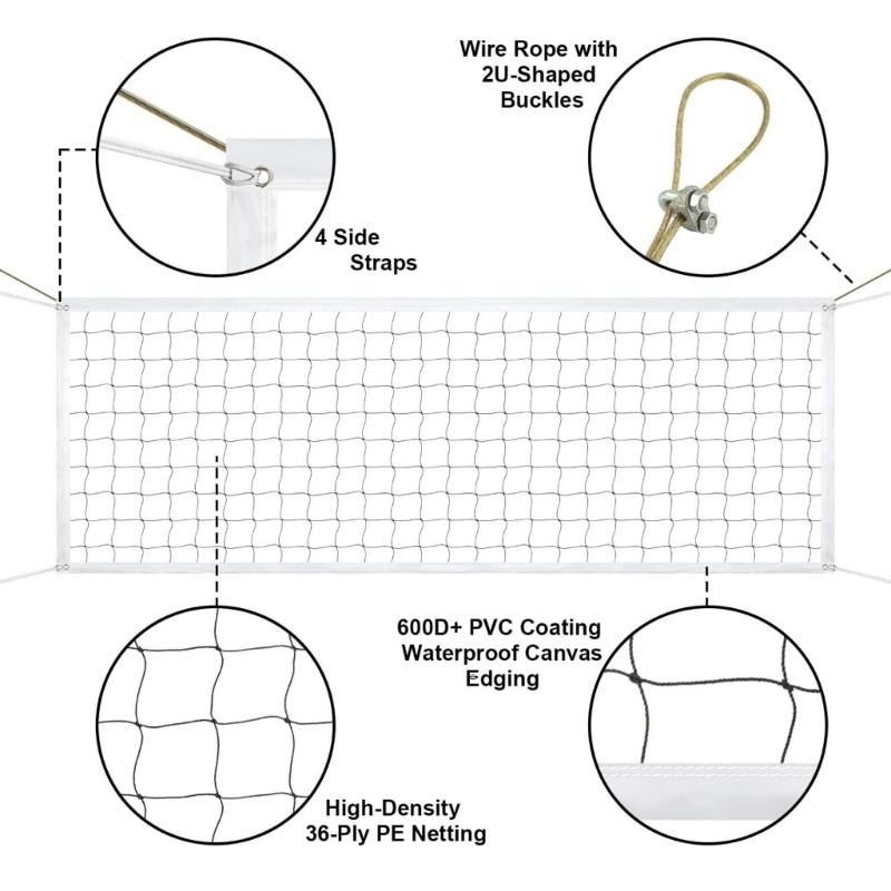 Simple Installation Professional Volleyball Net Indoor Outdoor Tennis Net for Backyard and Beach Activity